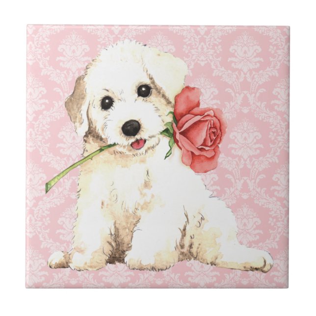 Valentine Rose Bichon Tile (Front)