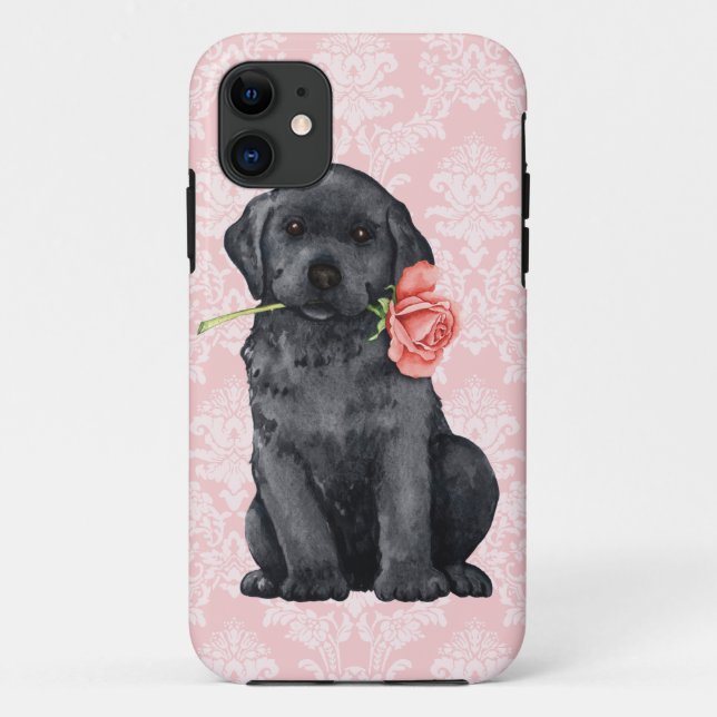 Valentine Rose Black Lab Case-Mate iPhone Case (Back)