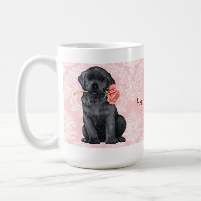 Valentine Rose Black Lab Coffee Mug (Left)