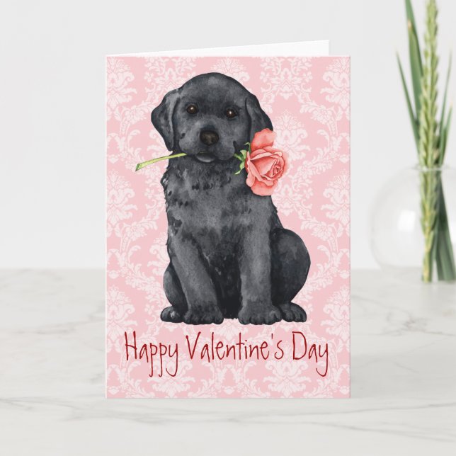 Valentine Rose Black Lab Holiday Card (Front)