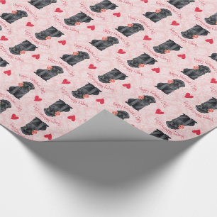 Valentine Rose Black Lab Wrapping Paper