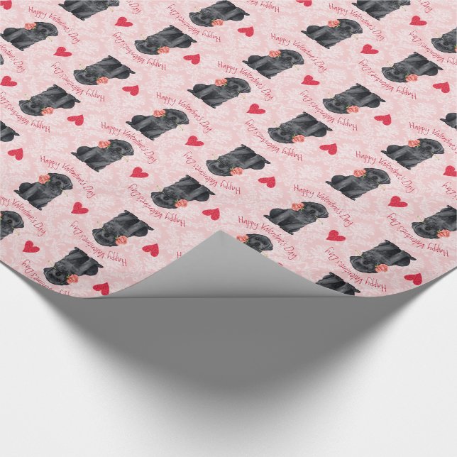 Valentine Rose Black Lab Wrapping Paper (Corner)