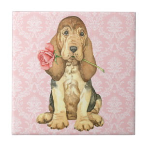 Valentine Rose Bloodhound Ceramic Tile