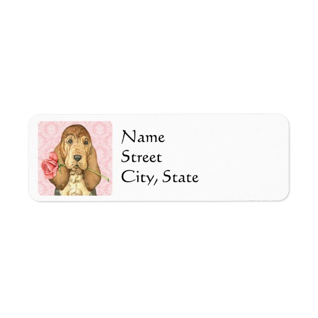 Valentine Rose Bloodhound Return Address Label (Front)