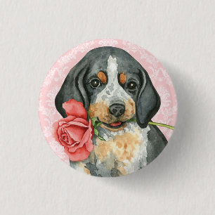Valentine Rose Bluetick 3 Cm Round Badge