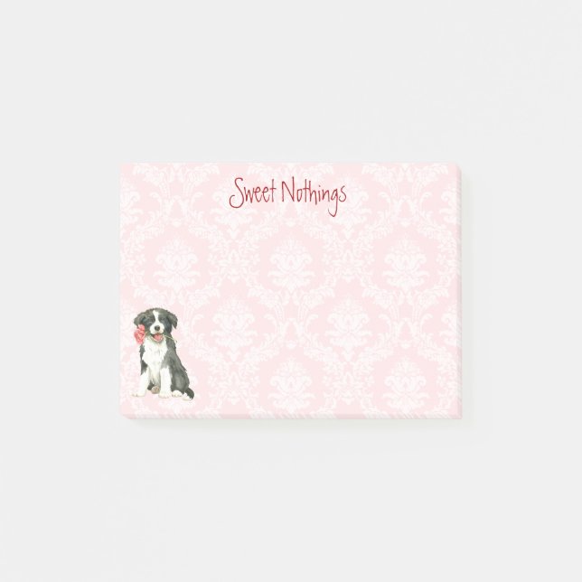 Valentine Rose Border Collie Post-it Notes (Front)
