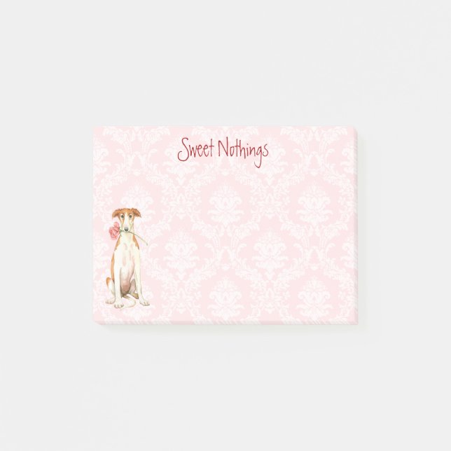 Valentine Rose Borzoi Post-it Notes (Front)