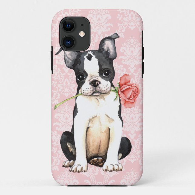 Valentine Rose Boston Terrier Case-Mate iPhone Case (Back)