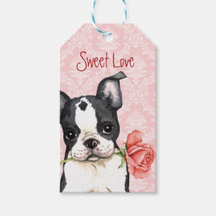 Valentine Rose Boston Terrier Gift Tags