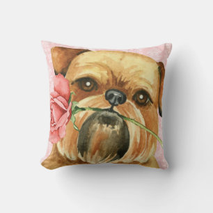 Valentine Rose Brussels Griffon Cushion