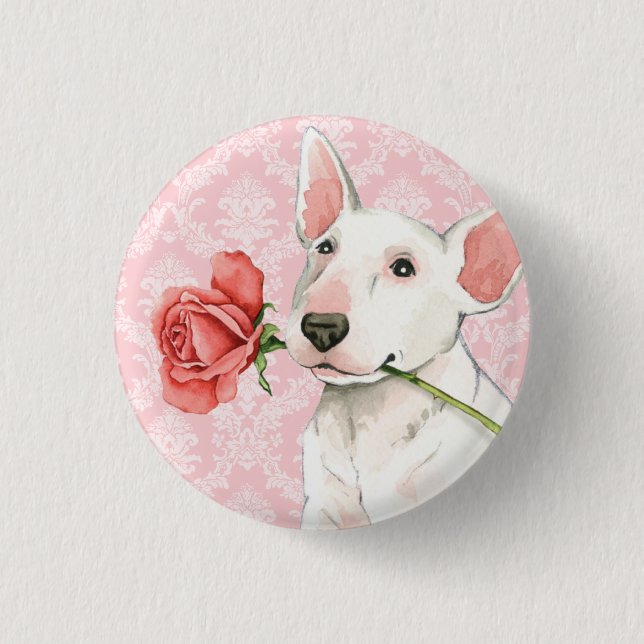 Valentine Rose Bull Terrier 3 Cm Round Badge (Front)
