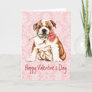 Valentine Rose Bulldog Holiday Card