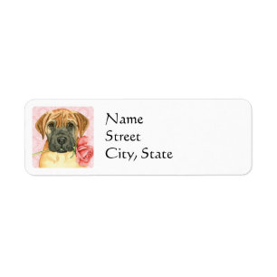 Valentine Rose Bullmastiff Label Return Address Label