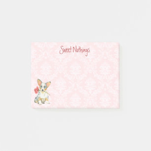 Valentine Rose Cardigan Welsh Corgi Post-it Notes