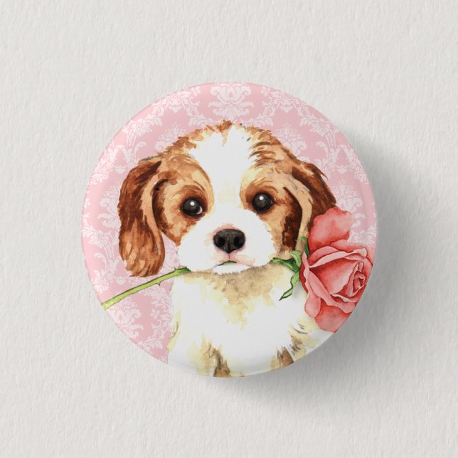 Valentine Rose Cavalier 3 Cm Round Badge (Front)