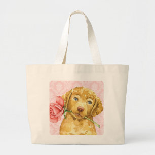 Valentine Rose Chesapeake Bay Retriever Large Tote Bag