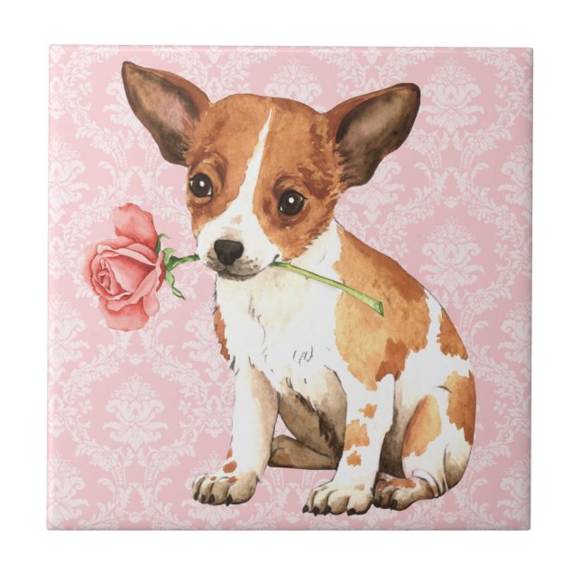 Valentine Rose Chihuahua Tile (Front)