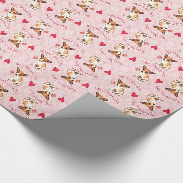 Valentine Rose Chihuahua Wrapping Paper (Corner)
