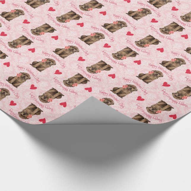 Valentine Rose Chocolate Lab Wrapping Paper (Corner)