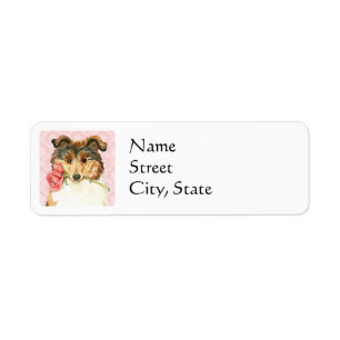 Valentine Rose Collie Return Address Label