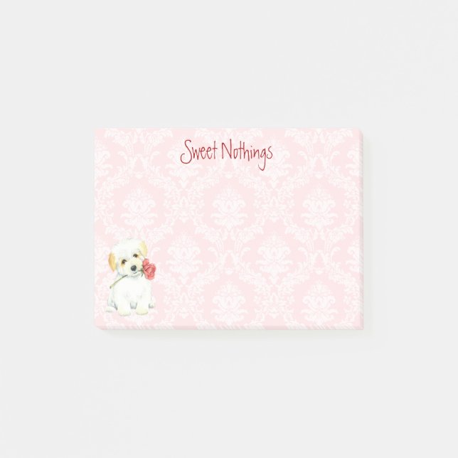 Valentine Rose Coton de Tulear Post-it Notes (Front)