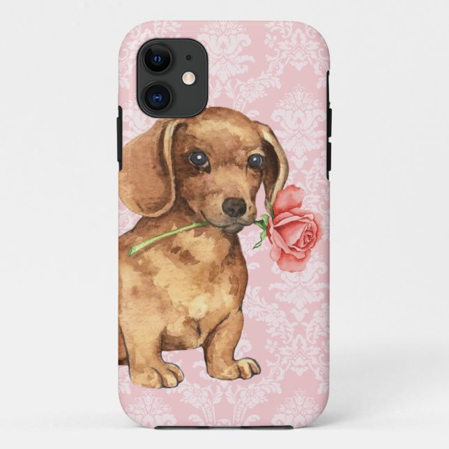 Valentine Rose Dachshund Case-Mate iPhone Case (Back)