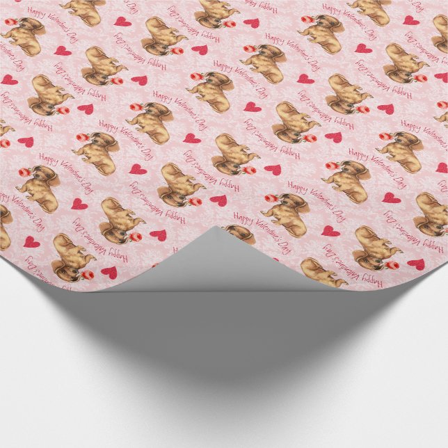 Valentine Rose Dachshund Wrapping Paper (Corner)