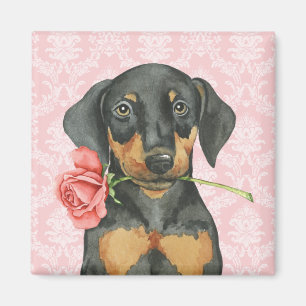 Valentine Rose Doberman Magnet