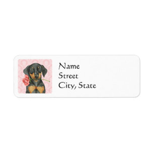 Valentine Rose Doberman Return Address Label