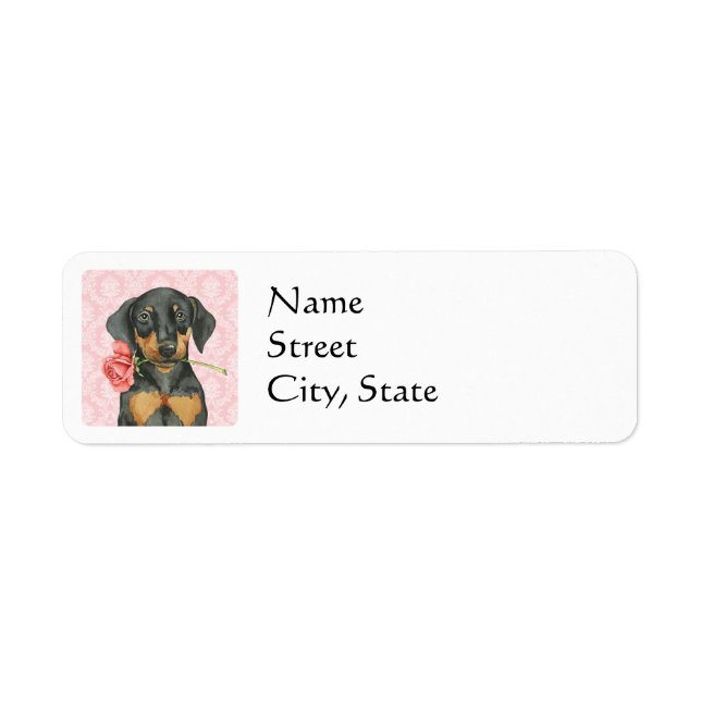 Valentine Rose Doberman Return Address Label (Front)