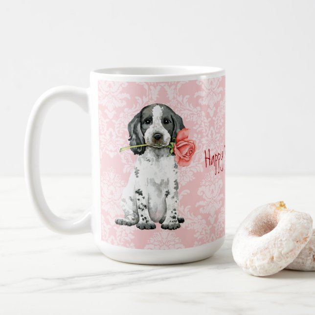 Valentine Rose English Cocker Spaniel Coffee Mug (With Donut)