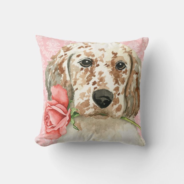 Valentine Rose English Setter Cushion (Front)