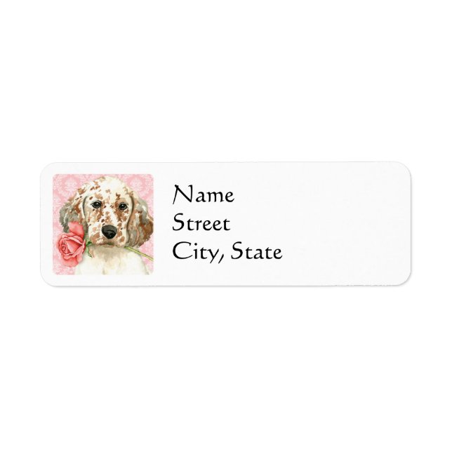 Valentine Rose English Setter Return Address Label (Front)