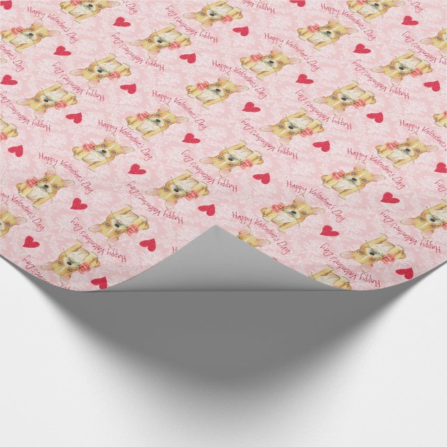 Valentine Rose Frenchie Wrapping Paper (Corner)