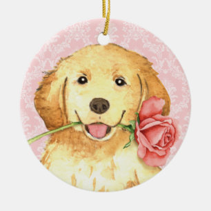 Valentine Rose Golden Ceramic Tree Decoration