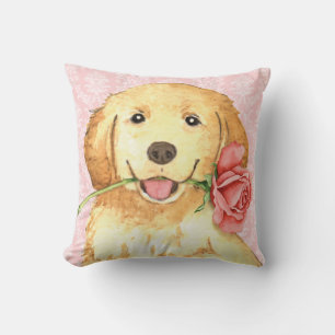 Valentine Rose Golden Retriever Cushion