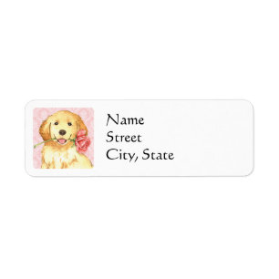 Valentine Rose Golden Return Address Label