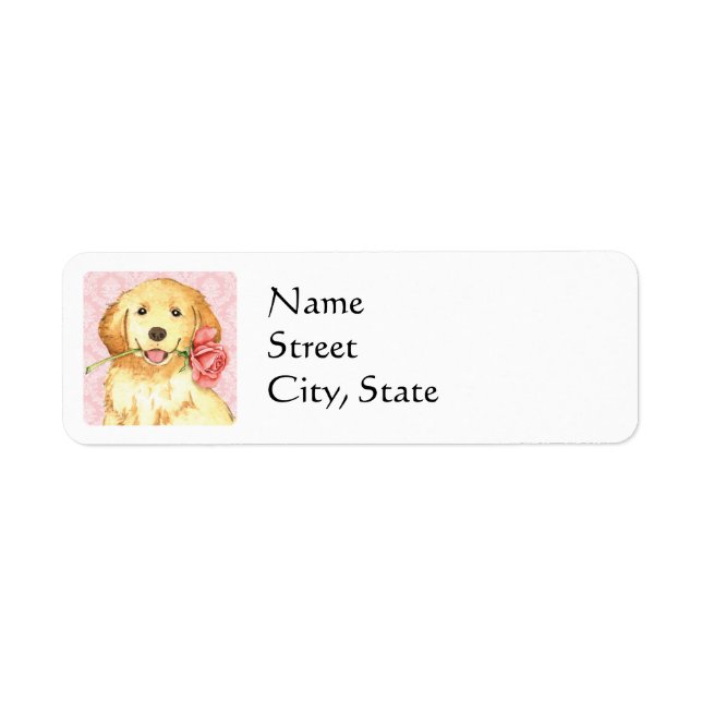 Valentine Rose Golden Return Address Label (Front)