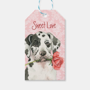 Valentine Rose Great Dane Gift Tags