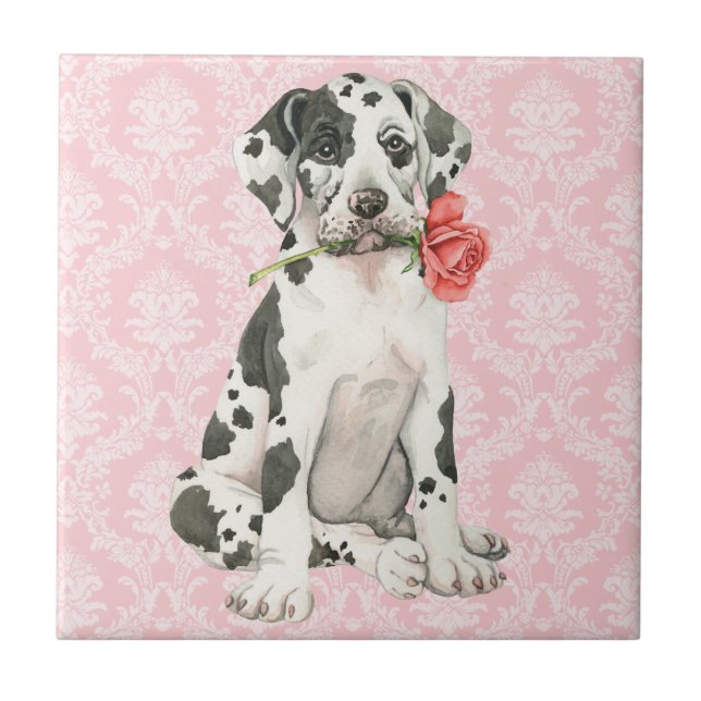Valentine Rose Great Dane Tile (Front)