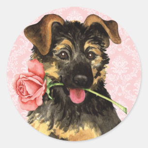 Valentine Rose GSD Classic Round Sticker
