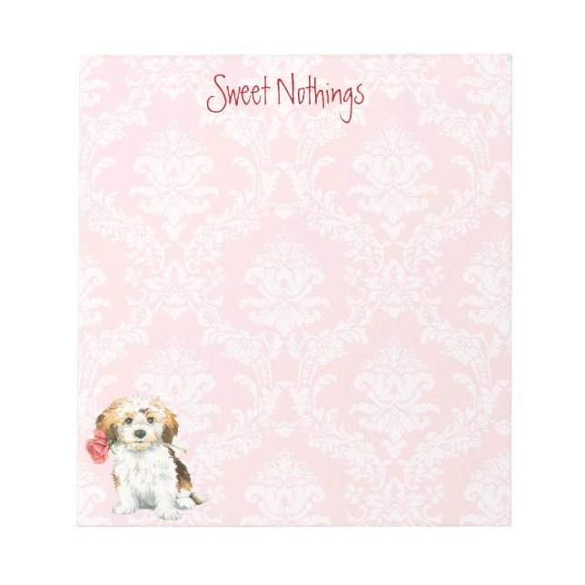 Valentine Rose Havanese Notepad (Front)