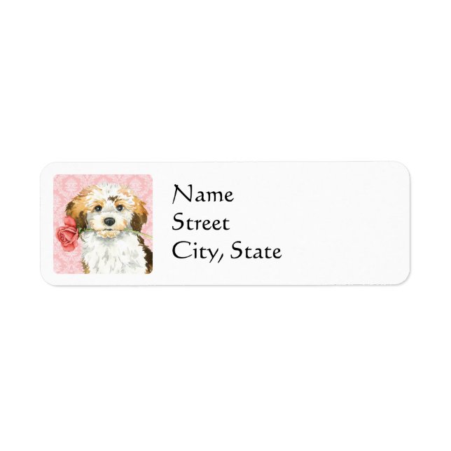 Valentine Rose Havanese Return Address Label (Front)