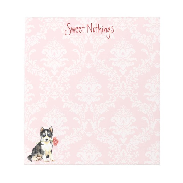 Valentine Rose Husky Notepad (Front)