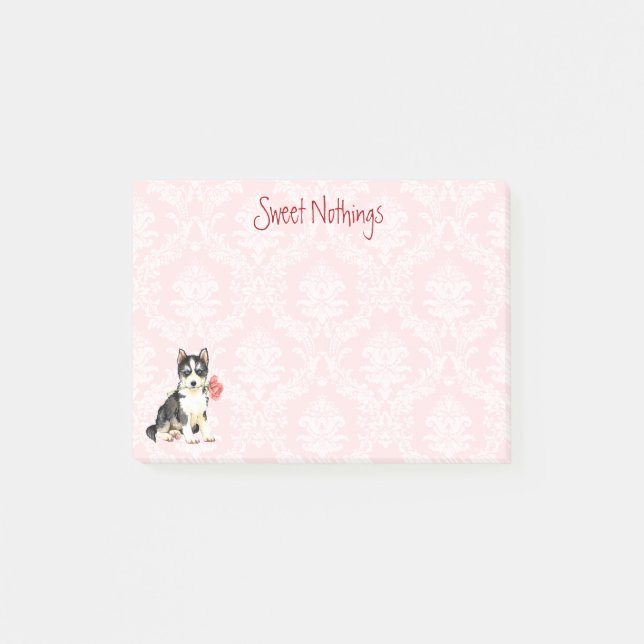 Valentine Rose Husky Post-it Notes (Front)
