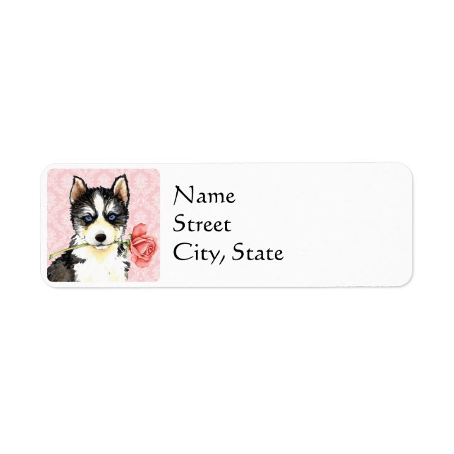 Valentine Rose Husky Return Address Label (Front)