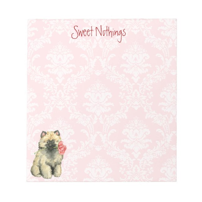 Valentine Rose Keeshond Notepad (Front)