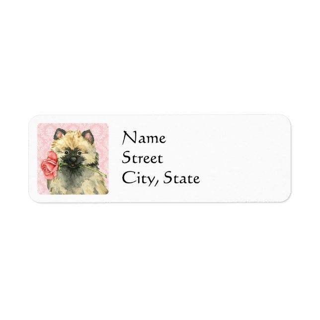Valentine Rose Keeshond Return Address Label (Front)