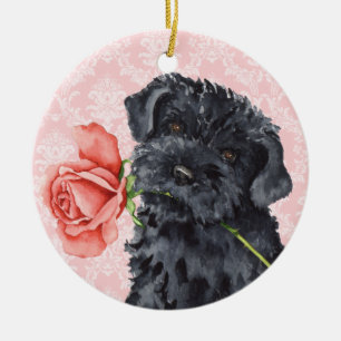 Valentine Rose Kerry Blue Terrier Ceramic Tree Decoration