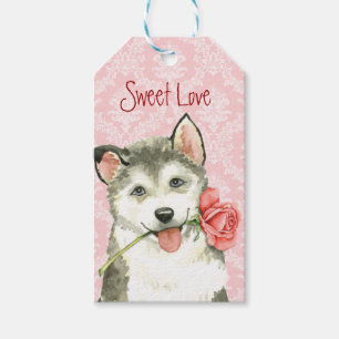 Valentine Rose Malemute Gift Tags